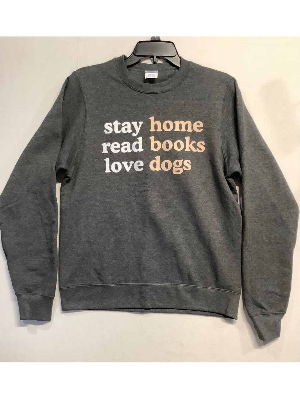 Port & Company Dark Gray Stay Home Read Books Love Dogs Sweatshirt Small